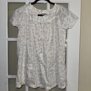 Vintage Carole Pajama Top Womens Medium Shirt Floral Grannycore USA